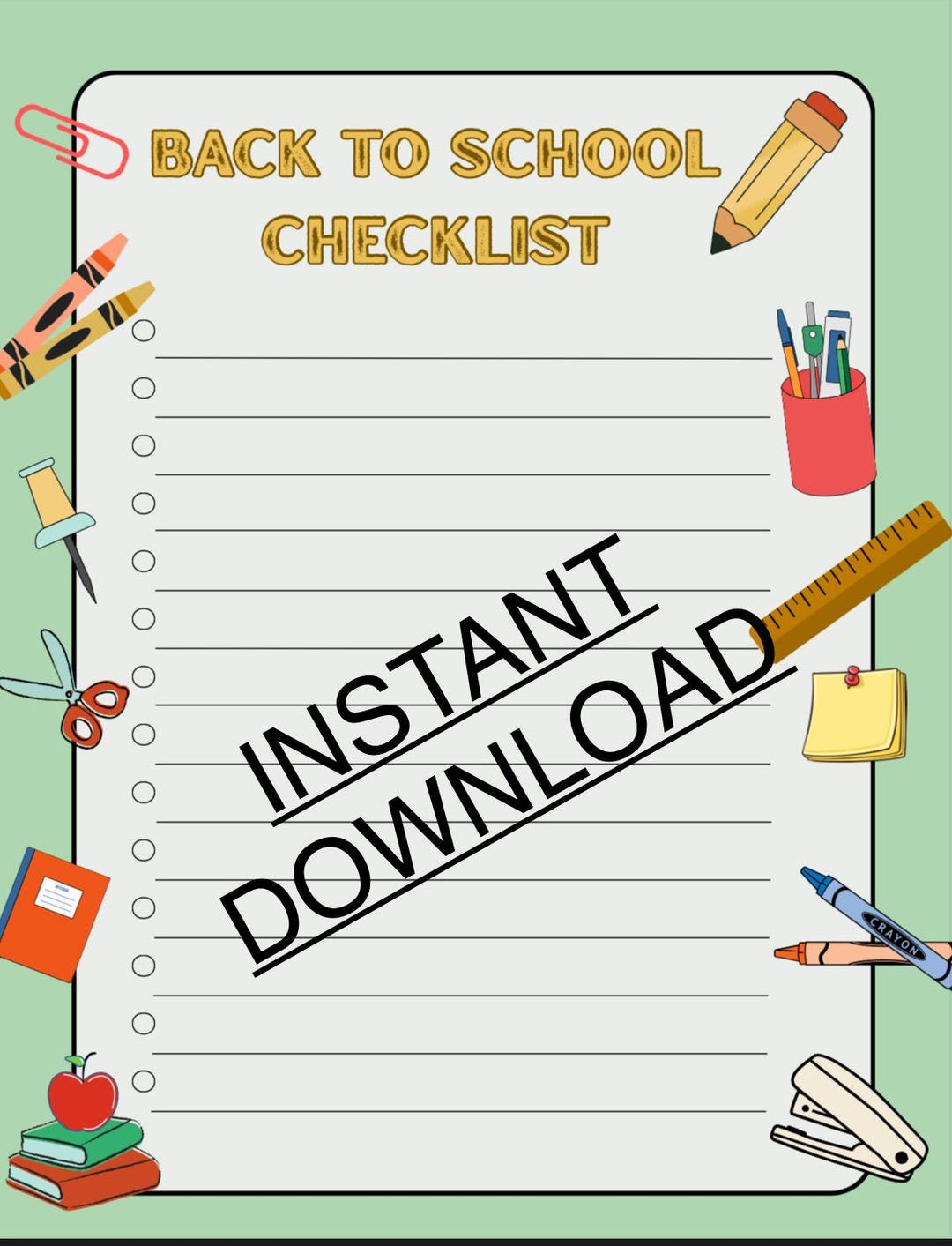 Back to School Checklist Printable PDF - Etsy
