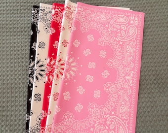 Korean Floral Wrapping Paper | 20 sheets | 5 bandana Style Prints |Waterproof