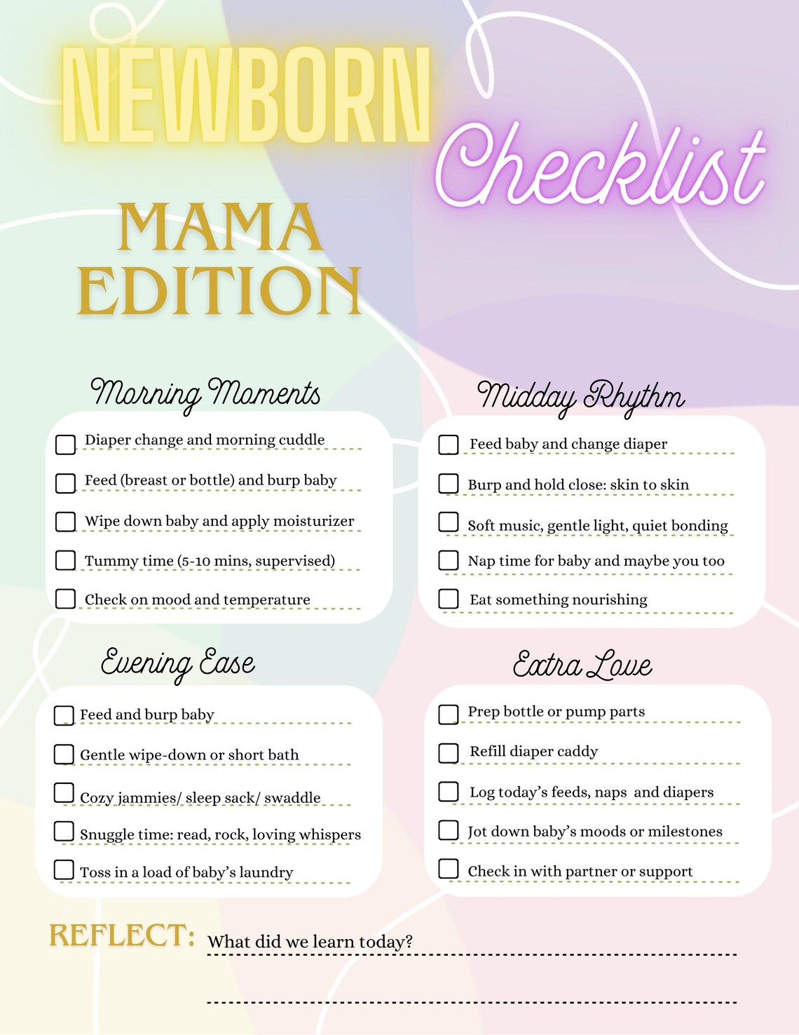 Newborn Daily Checklist | Baby Routine Tracker for New Moms | Printable ...