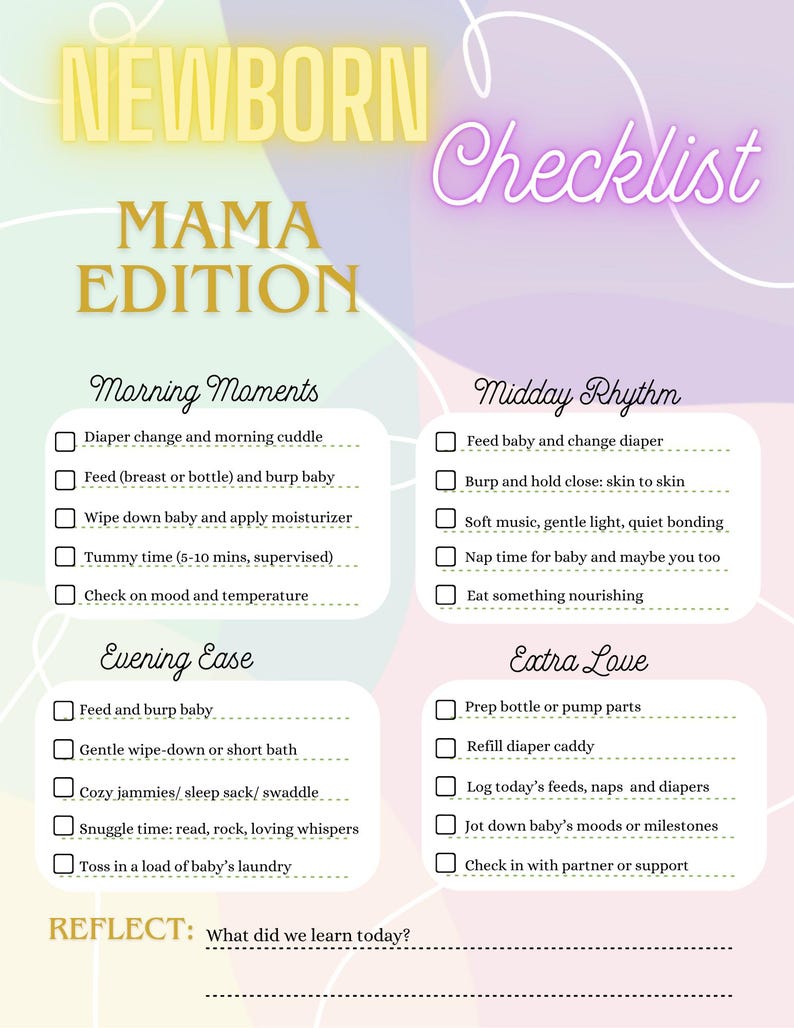 Newborn Routine Pdf Newborn Daily Checklist | Baby Routine Tracker for New Moms | Printable ...