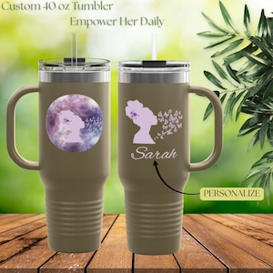 Personalizable Butterfly Tumbler: 40oz Insulated Travel Mug with Handle