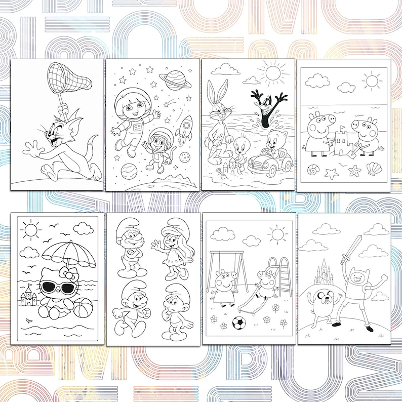 80 Cartoon Coloring Pages for Kids | Printable A4 (instant Download) - Etsy