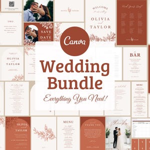 Editable Wedding Invitation Suite Canva Template: Boho, Rustic, Modern (Digital Download)