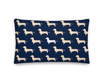 Cute Dachshund Sausage Dog Pillow Gift | Novelty Dog Lover Pillow - 12x20 Inches | Doxie Gift  | Weiner Dog Gift