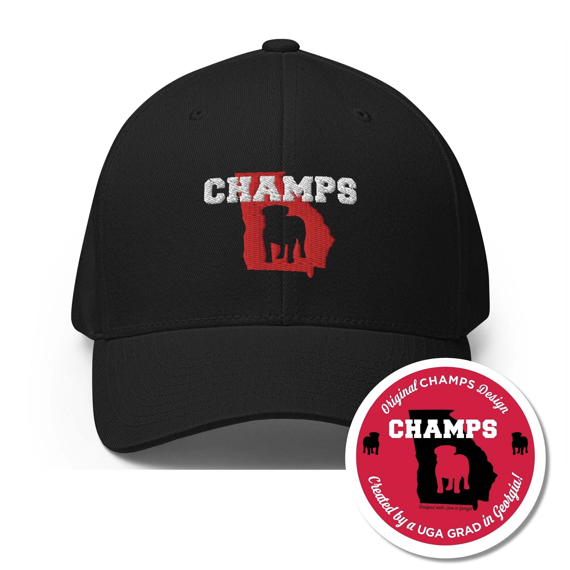 Flexfit UGA Champs Hat With Bulldog and 