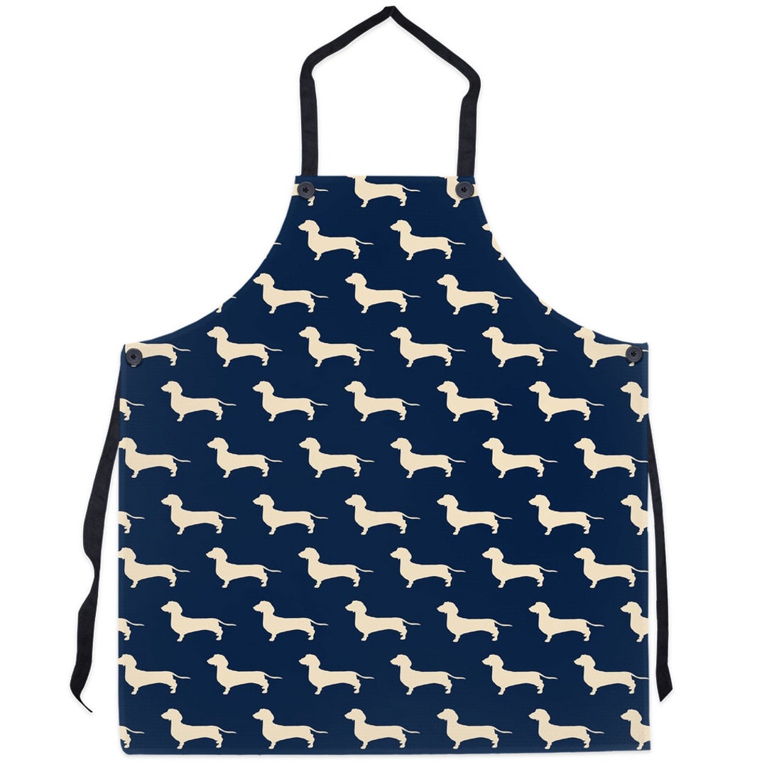 Dachshund Apron Navy Apron With Cream Dacshunds Doxie Mom Gift