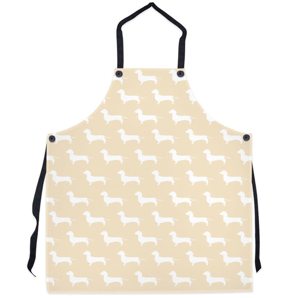 Dachshund Silhouette Apron Dachshund Apron Cream Apron With White