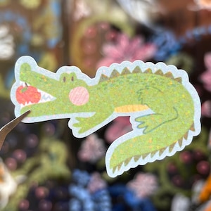 Apple crocodile holographic sticker