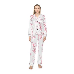 Satin-Schlafanzug-Set mit Schleife: Women&#39;s Chic Loungewear