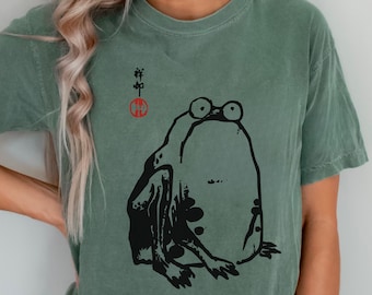 Japanese Frog T-Shirt – Kawaii Zen Frog Design, Funny Toad Art Tee for Frog Lovers, Retro Japan Aesthetic Gift for Nature Fans
