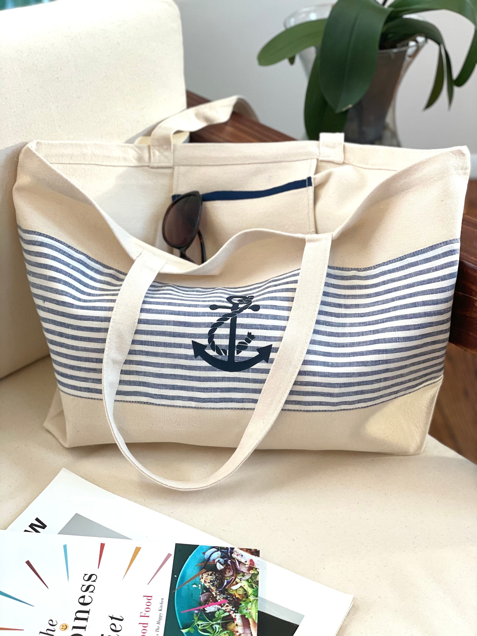Nautical Tote Bag Small Medium Canvas Shoulder Bag Daily Etsy