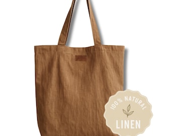 100% Natural Linen Tote Bag - Everyday Reusable Shopping Bag
