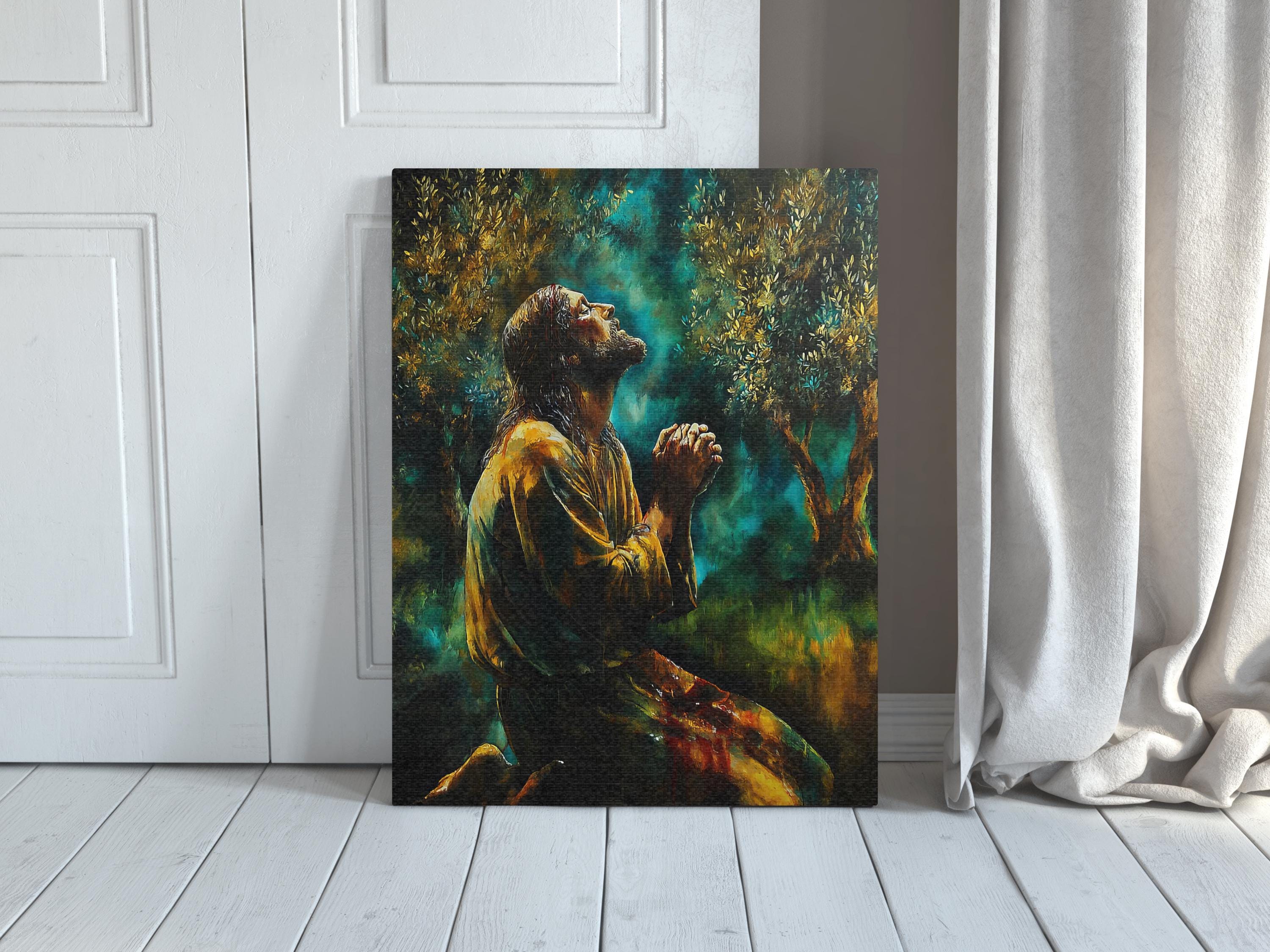 Jesus Christ Praying in Garden of Gethsemane Canvas Wall Art ...