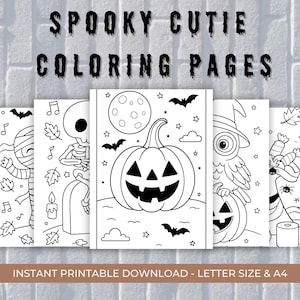 40 Spooky Cutie Coloring Pages | Cute Halloween Coloring Book | Cozy Ghosts & Animal Friends | Digital Download PDF for Relaxation