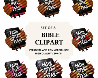 Bible Clipart | Faith Over Fear PNG | Nail Designs | DTF | Sublimation | Digital Downloads