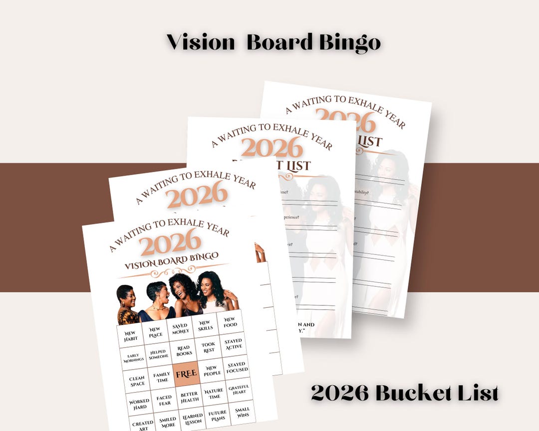 2026 Vision Board Bingo + Bucket List | Printable Goal Setting Kit ...