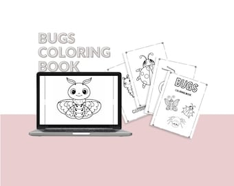 12 Bugs Coloring Pages for Kids | Printable Insect Coloring Book | Digital Download PDF
