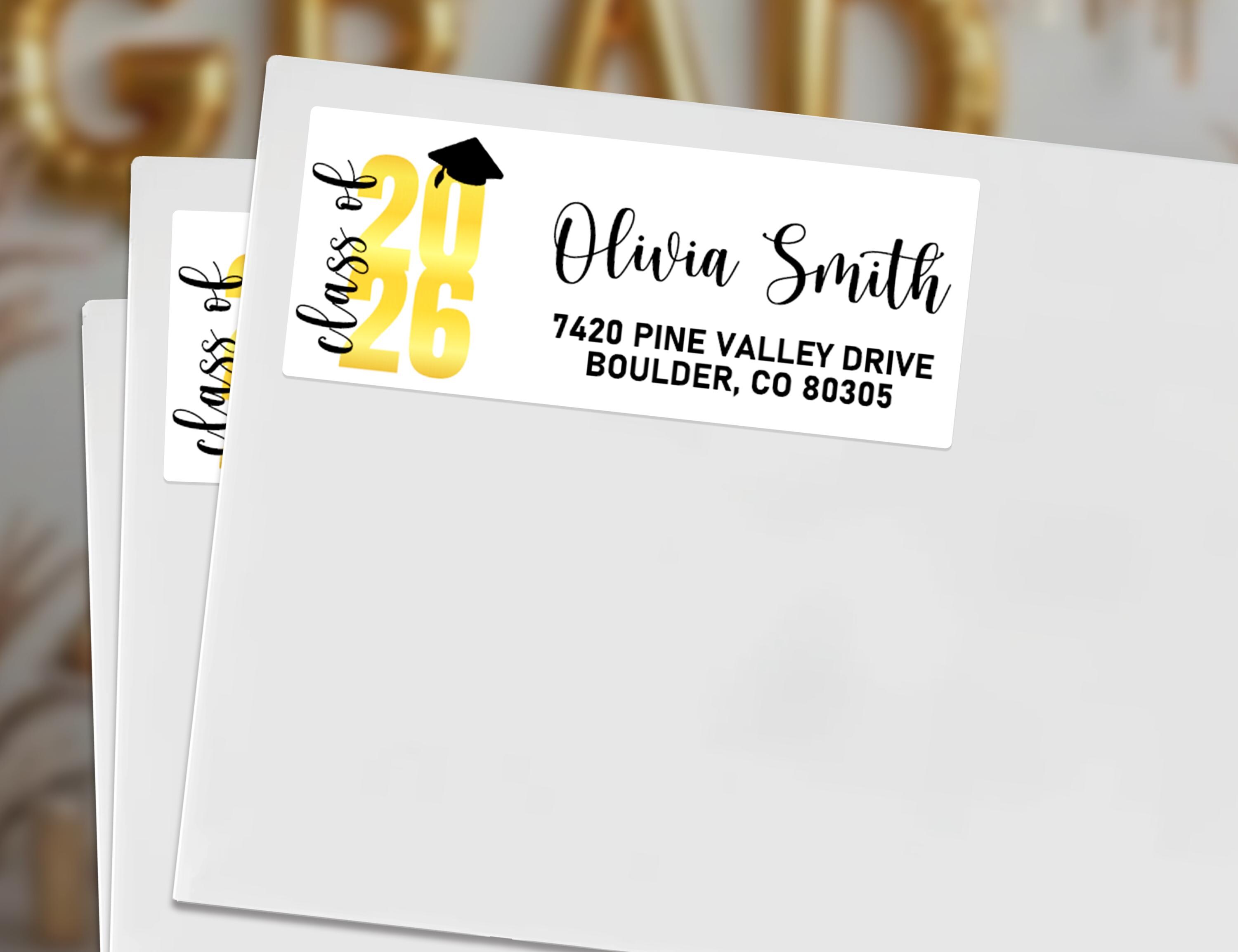 Grad Address Labels Graduation Address Labels 2026 | Custom Grad Party Return Stickers ...