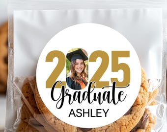 Custom Name Graduation Stickers, Class of 2025, Personalized Photo Gift Labels, Envelope Seals, Graduation Invitations, Party Favor Stickers