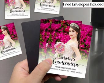 Quinceañera Guest Photo Magnets, Custom Sweet 15/16 Keepsake, Mis Quince Años Recuerdos, Quinceañera Save the Date Invitations, Party Favors