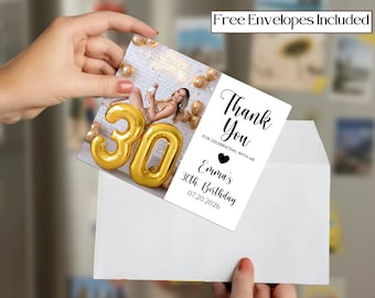 30th Birthday Party Favor Photo Magnet, Personalized Thank You Favor for Any Age – 1st, 16th, 21st, 30th, 40th, 50th, 60th Birthday Keepsake