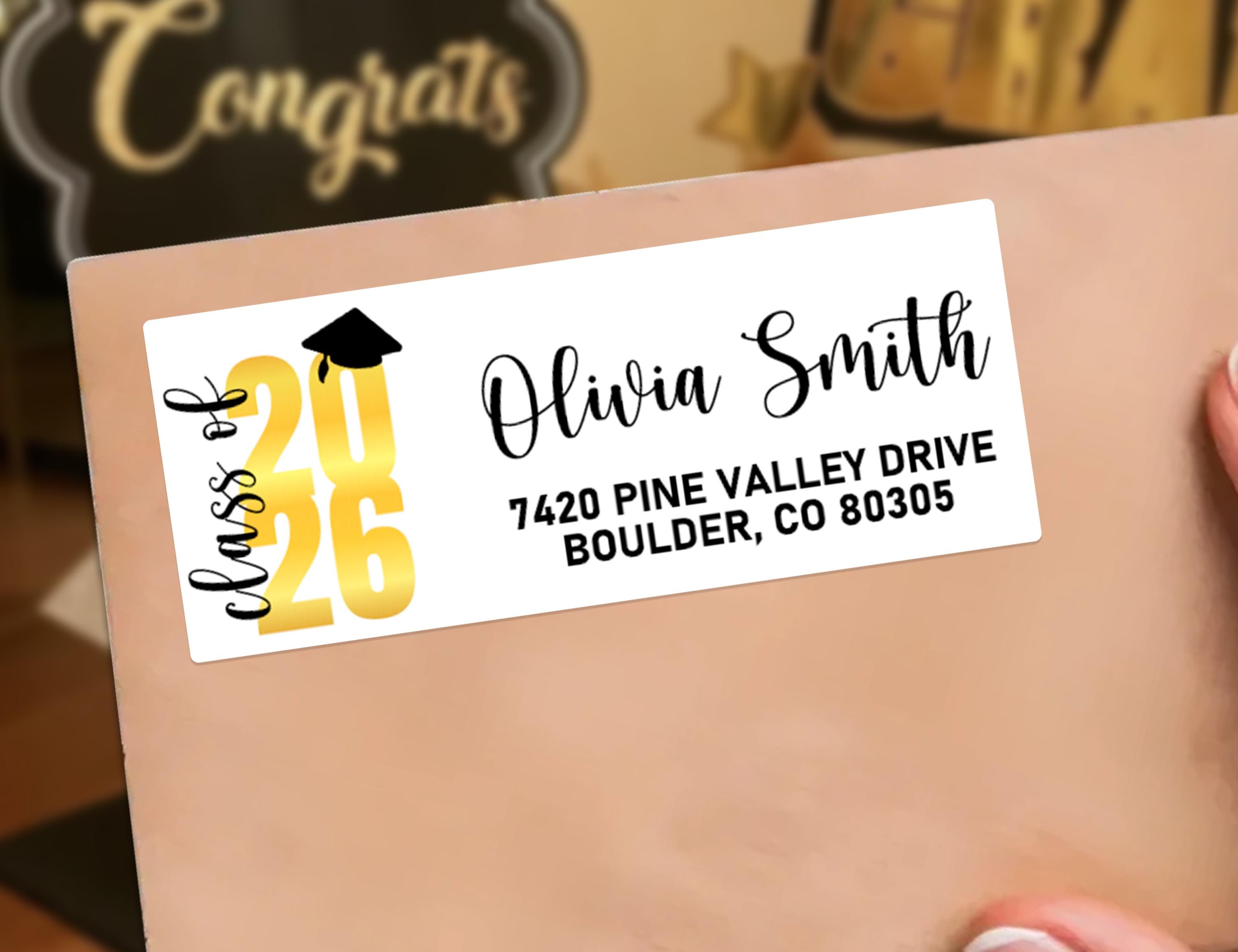 Grad Address Labels Graduation Address Labels 2026 | Custom Grad Party Return Stickers ...