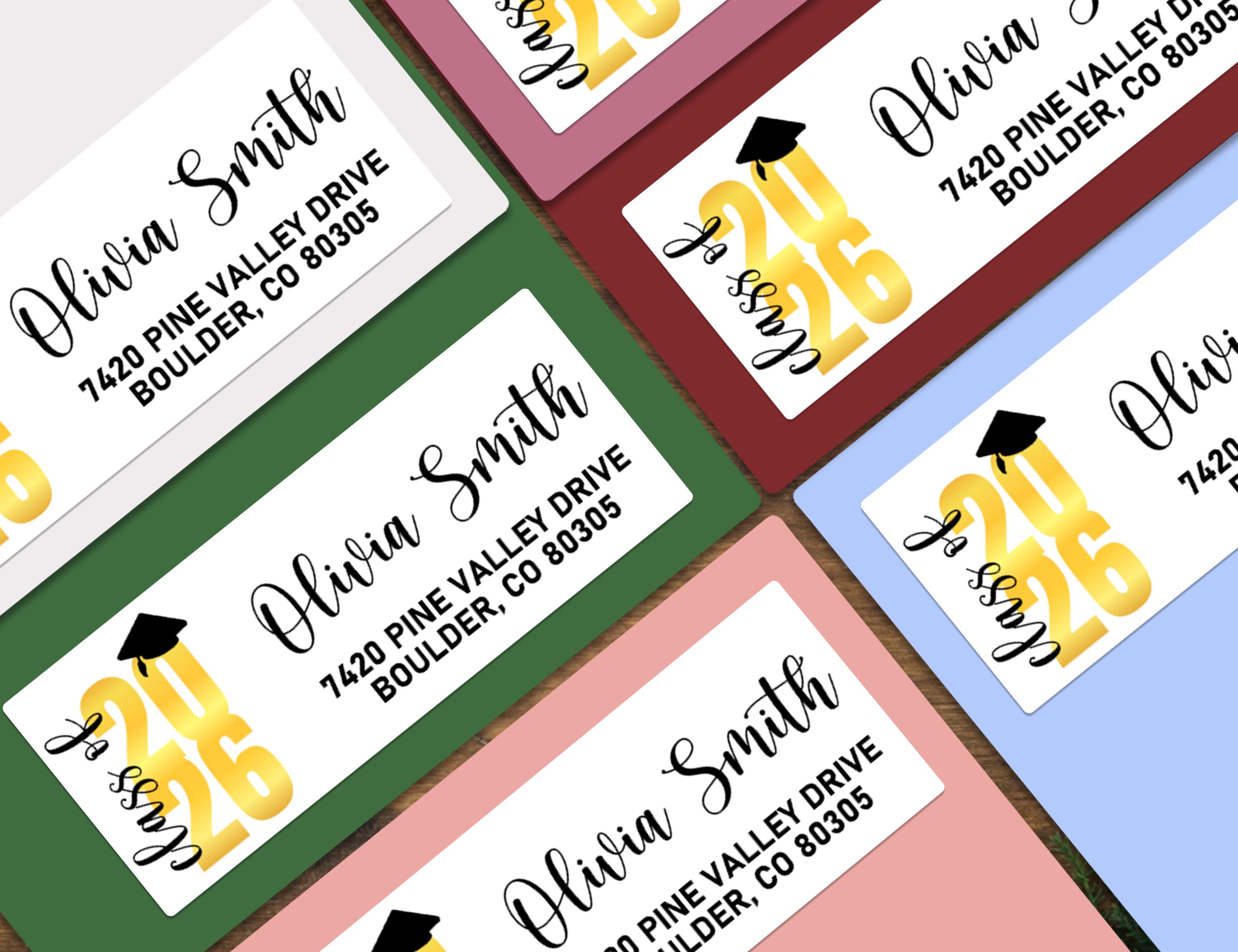 Grad Address Labels Graduation Address Labels 2026 | Custom Grad Party Return Stickers ...