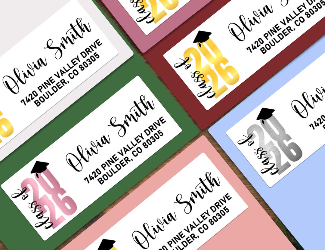 Graduation Address Labels 2026 | Custom Grad Party Return Stickers ...