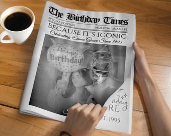 Because It's Iconic Newspaper Print/Custom Birthday Newspaper/Gift for Best Friend/Bestie Gifts/Editable Invitation for Birthday Photoshoot