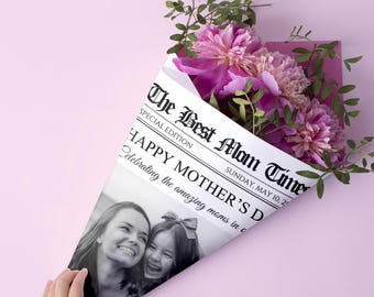 Journal personnalisé pour la fête des mères, bouquet de fleurs en papier journal, cadeau pour une bonne fête des mères, souvenir journal pour maman, décoration pour la fête des mères