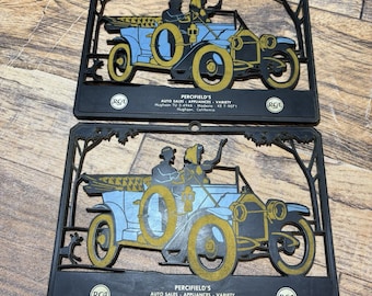 2x Vtg Antique Car Calendar Topper Percifield's Hughson California Auto Variety