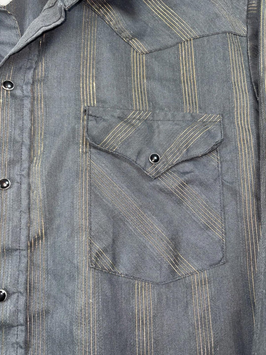 Vintage Panhandle Slim Western Shirt: Gold Metallic Stripe Pearl Snap ...