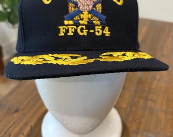Vintage USS Ford FFG 54 Navy Frigate Logo Baseball Cap Hat One Size Embroidered