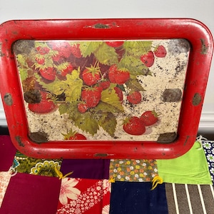 Vintage 50’s/60’s Red Strawberry Patinaed Tray