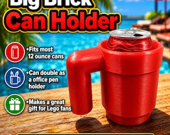 3D Printed Lego-Inspired Cup, Functional Can/Pen Holder