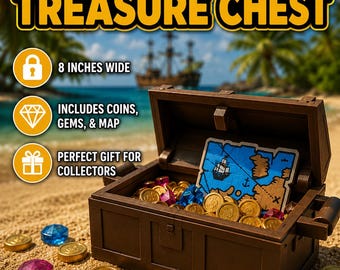 3D Printed Lego-Inspired Treasure Chest, Coins and Gems