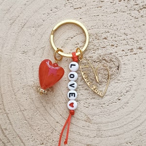 Llavero de corazón veneciano rojo, regalos de amor, colgante de te amo, dije de cuentas con letra de escritura LOVE, llavero lleno de amor, regalo especial