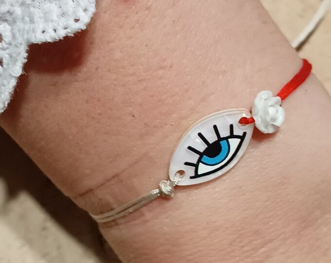 Evil eye Spring flower bracelet