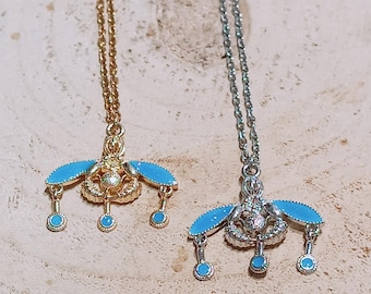 Minoan bee necklace, Cretan jewelry, blue enamel symbolic pendant with chain, unique gifts, Greece souvenirs, handmade Greek Jewellery