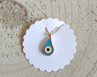 Evil eye teardrop pendant necklace