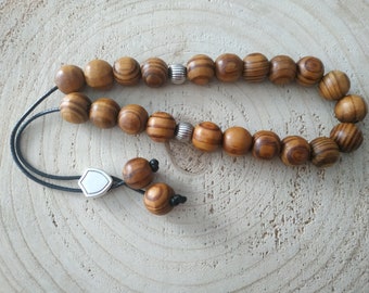 25 olive tree worry beads, Greek wooden komboloi, relaxation gift for pappou, stress relief gift, eco friendly gift, home decor, souvenir