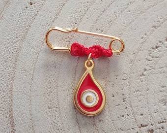 Red evil eye brooch for baby girls