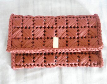 Dark orange embroidery fold over purse