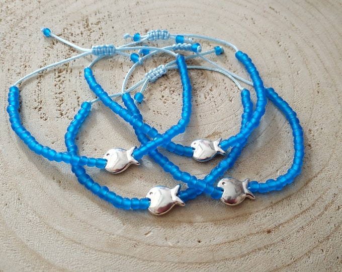 10pcs fish beaded blue bracelets