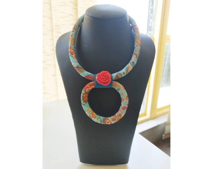 Paisley fabric ethnic necklace