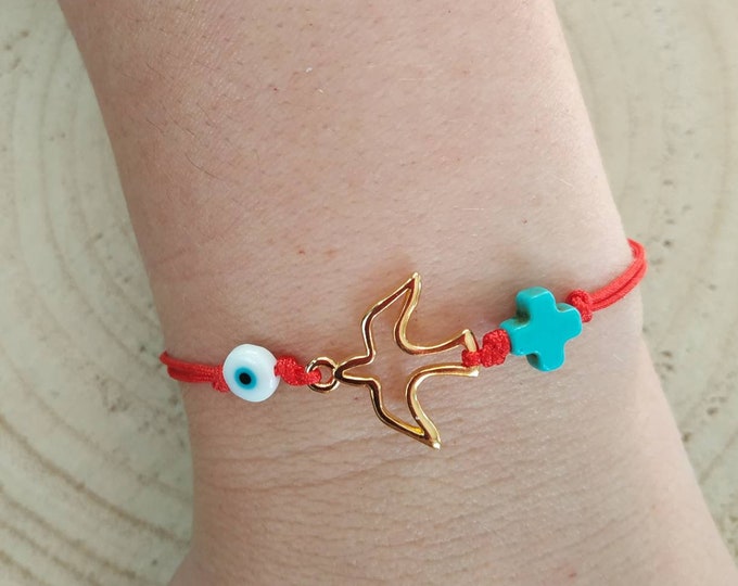 Simple bird red cord bracelet, MARCH custom