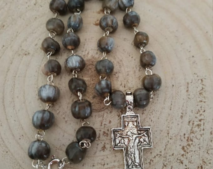 Job's Tears rosary, 33 prayer beads rosary, Mary's Tears rosario, komboskini, Christian necklace, wall rosary Catholic hanger, mirror charm