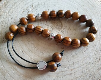 25 olive tree worry beads, Greek wooden komboloi