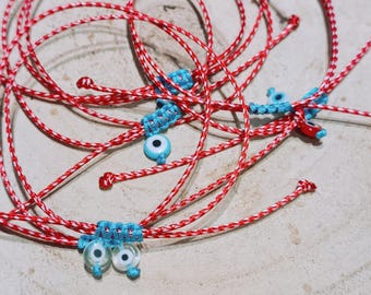 Minimal Martis Bracelet Set 5, Greek red white evil eye bracelet, bulk March bracelets, martinika jewelry, Greece custom, traditional gifts