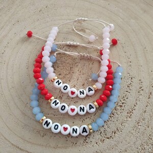 Mama Nona Yiayia Perlenarmband, Buchstabenarmband, Schmuck mit griechischer Schrift, personalisiertes Namensgeschenk, individuelles Armband, jeder Namensschmuck, einzigartig